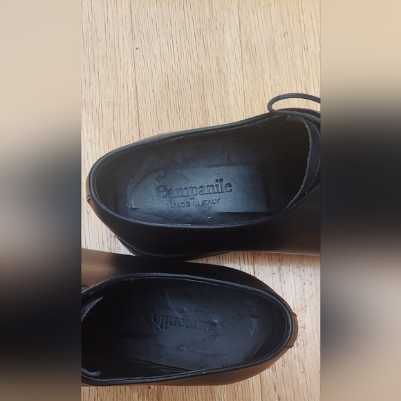 CAMPANILE "DERBY LACCI LISCIO" MEN'S BLACK LEATHER DRESS OXFORDS SIZE 10 ITALY - Picture 10 of 14